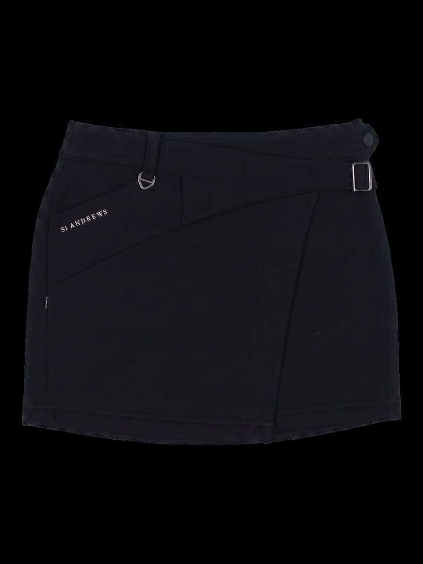 블랙 버클 랩 스커트