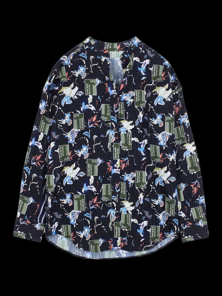 프린트 쉬폰 블라우스