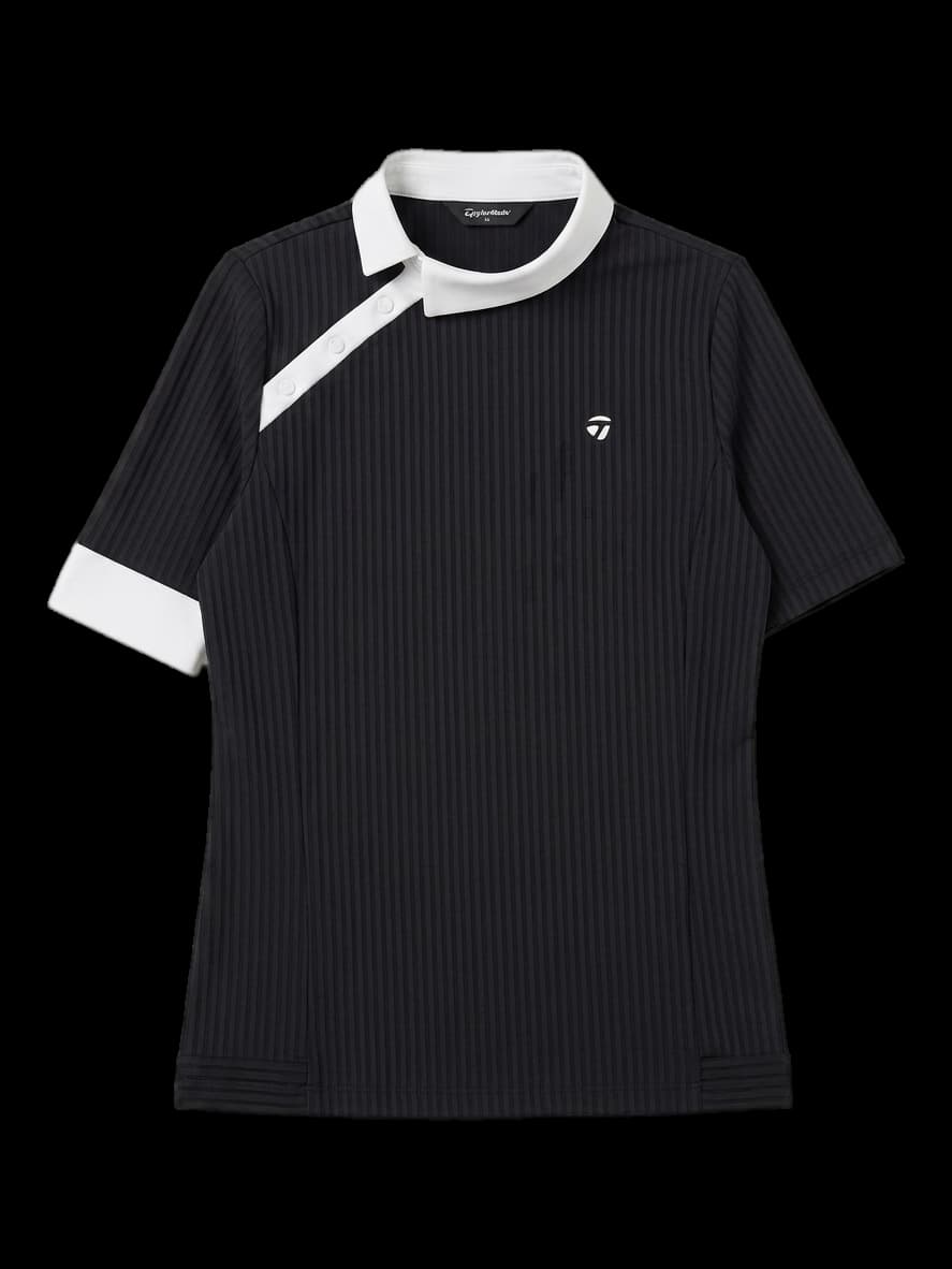 블랙 앤 화이트 반팔 카라 티셔츠