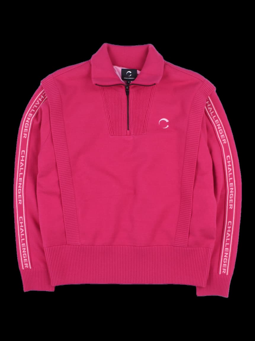 챌린저 핑크 반집업 니트 스웨터