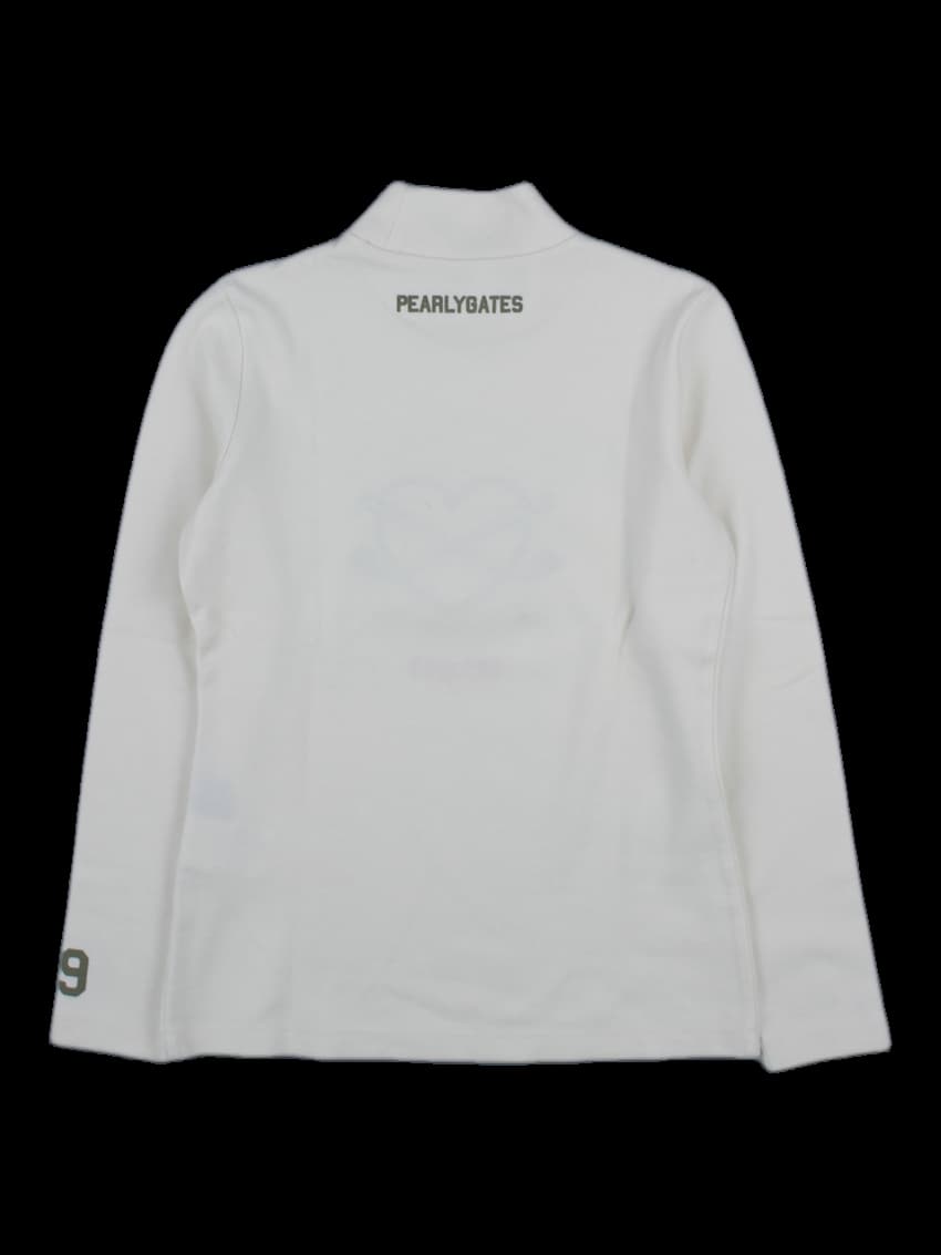 아이보리 하트 그래픽 긴팔 하이넥 티셔츠