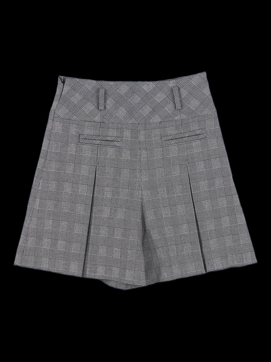 글렌 체크 플리츠 반바지