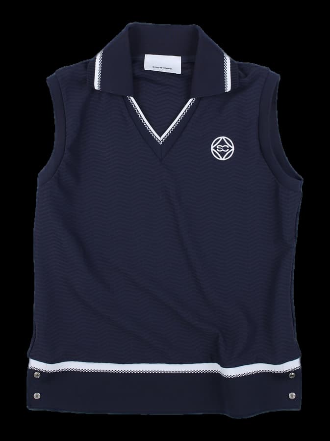 네이비 브이넥 슬리브리스 베스트