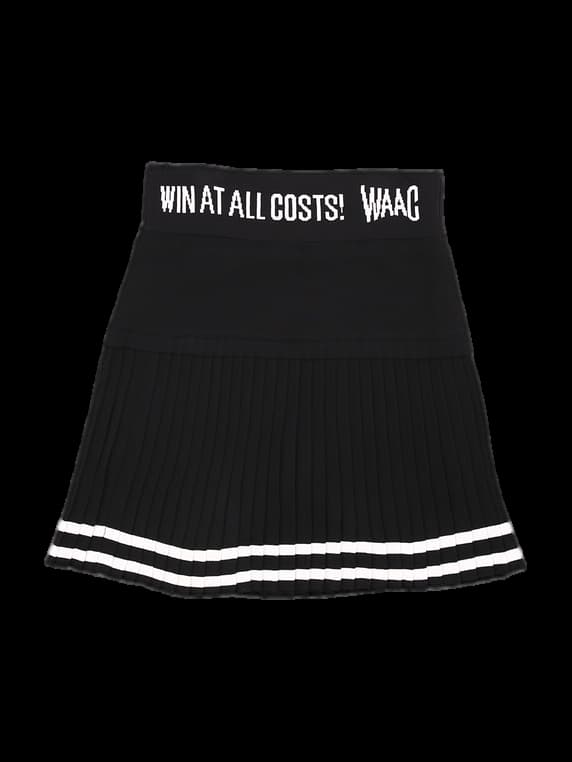WAAC 블랙 레터링 플리츠 스커트