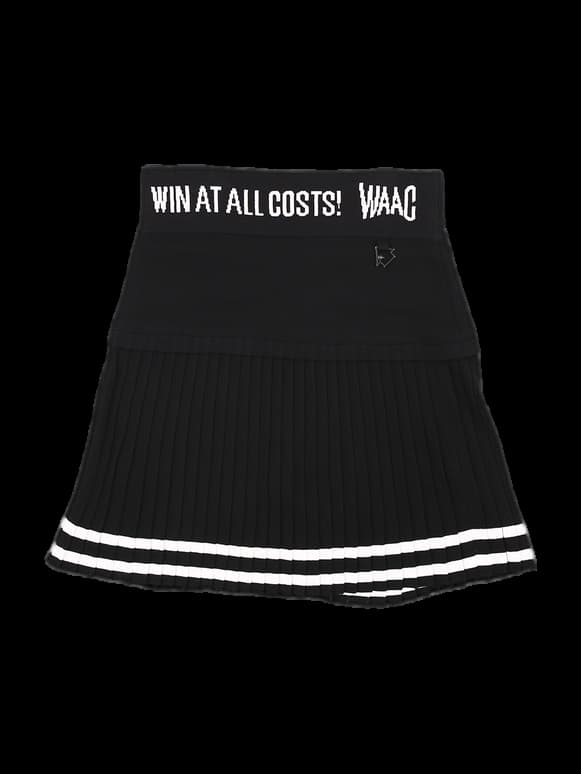 WAAC 블랙 레터링 플리츠 스커트
