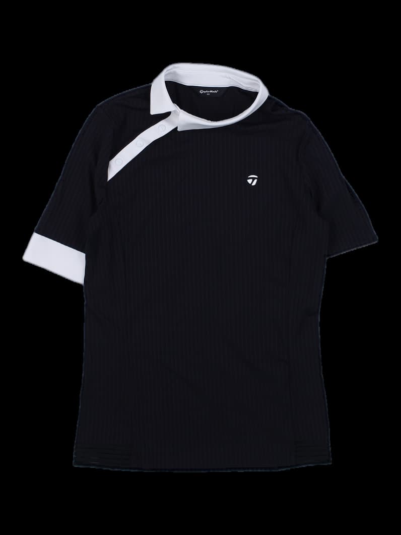 블랙 앤 화이트 반팔 카라 티셔츠