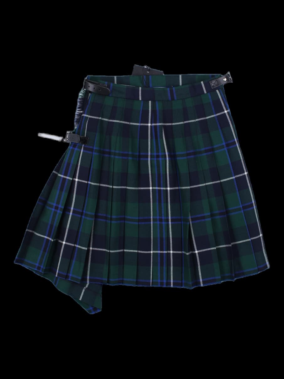 그린 타탄 체크 플리츠 킬트 스커트