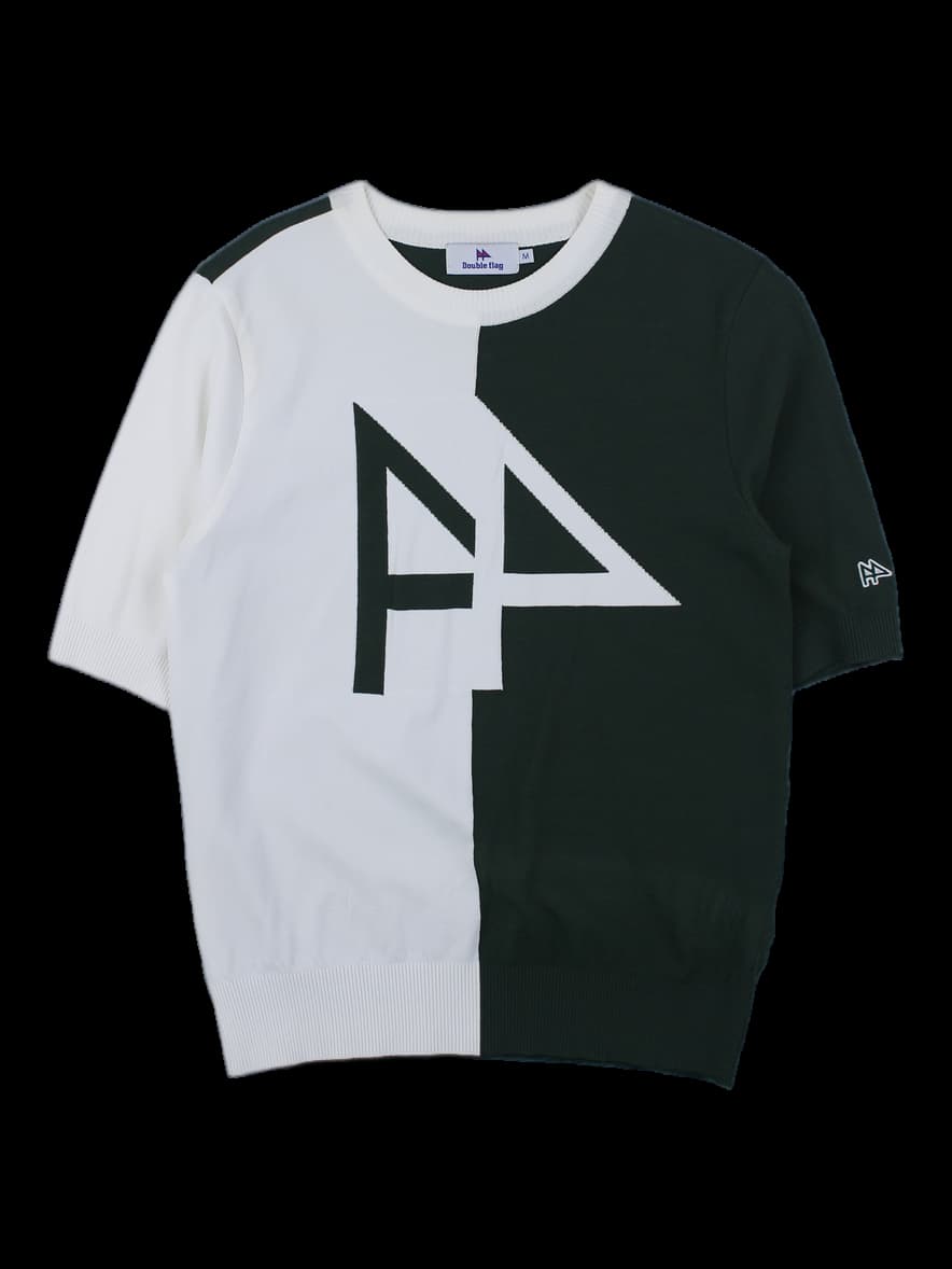 블랙/화이트 반팔 니트