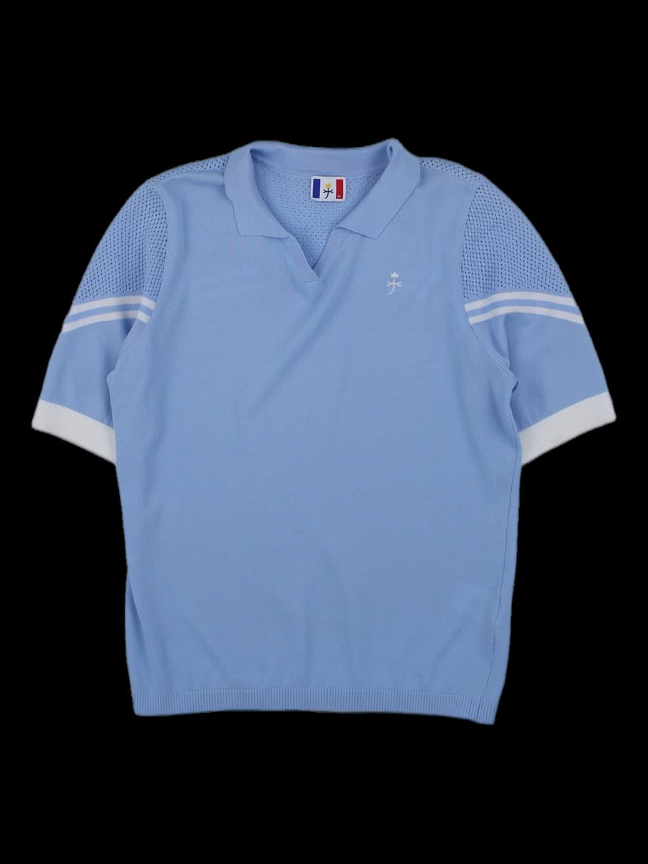 까스텔바작 남성 스카이블루 반팔 니트 카라티