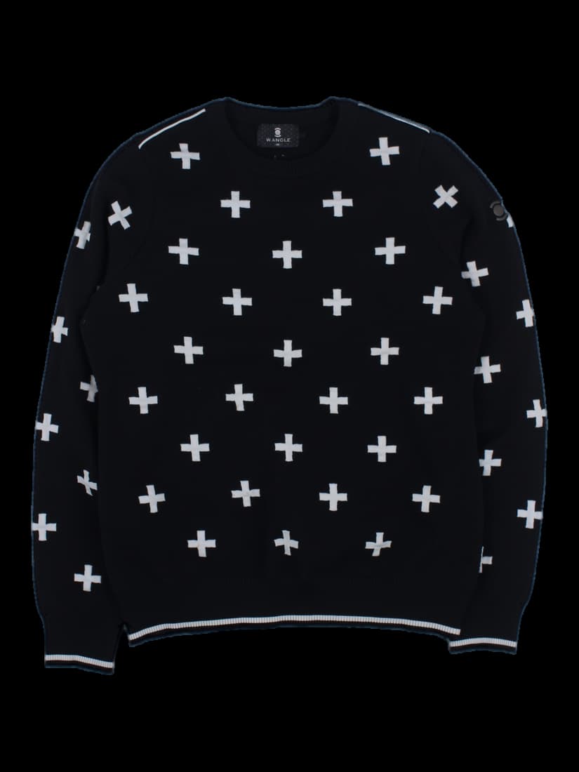 블랙 크로스 패턴 니트