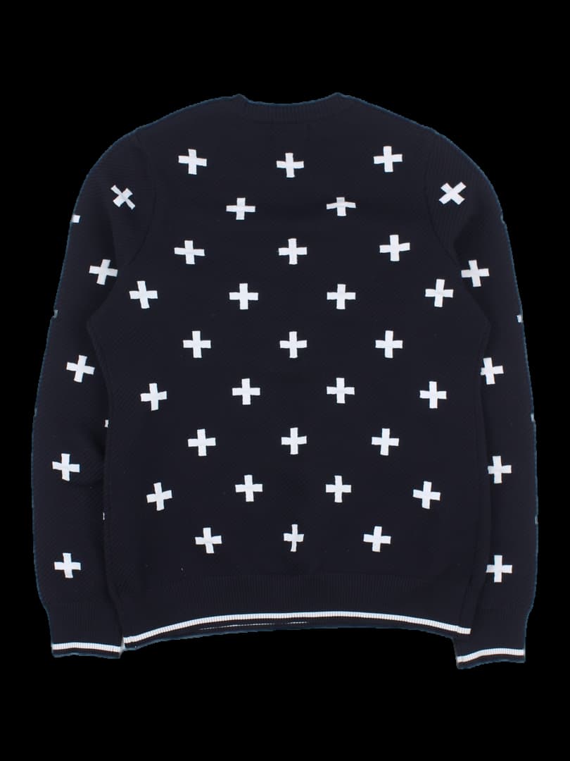 블랙 크로스 패턴 니트