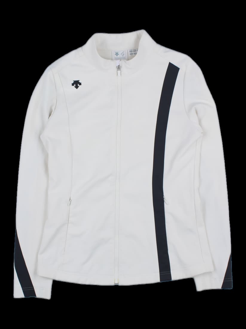 데상트 여성 화이트/블랙 사이드 라인 집업 자켓