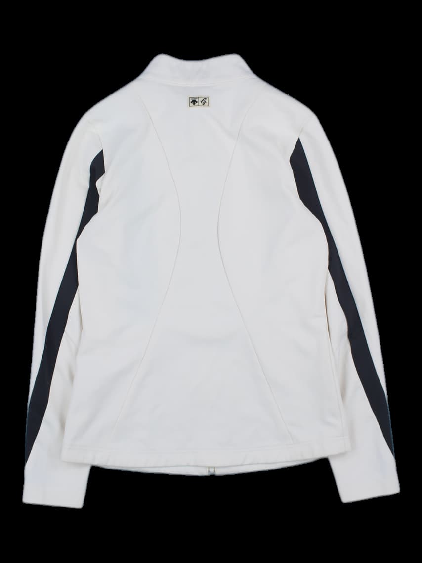 데상트 여성 화이트/블랙 사이드 라인 집업 자켓