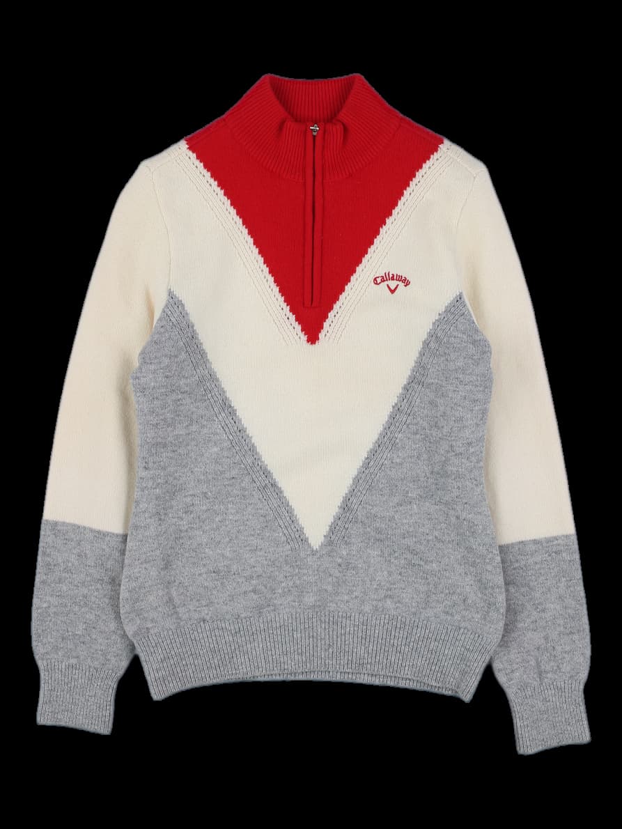 캘러웨이 컬러블록 반집업 니트