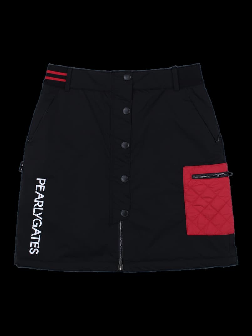파리게이츠 여성 로고 퀼팅 스커트 BLACK