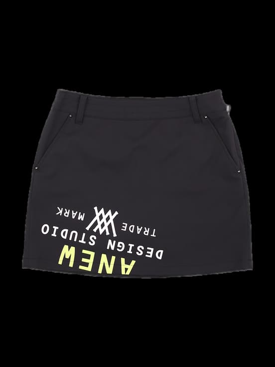블랙 로고 프린트 A라인 스커트