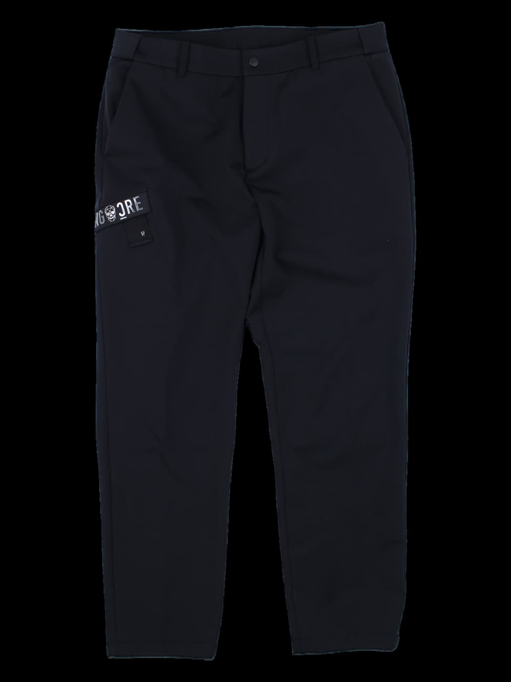 블랙 테이퍼드 로고 팬츠