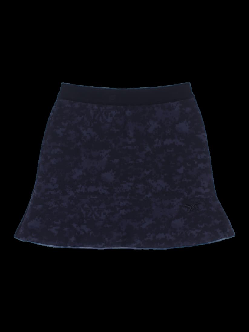 블랙 카모 플레어 스커트