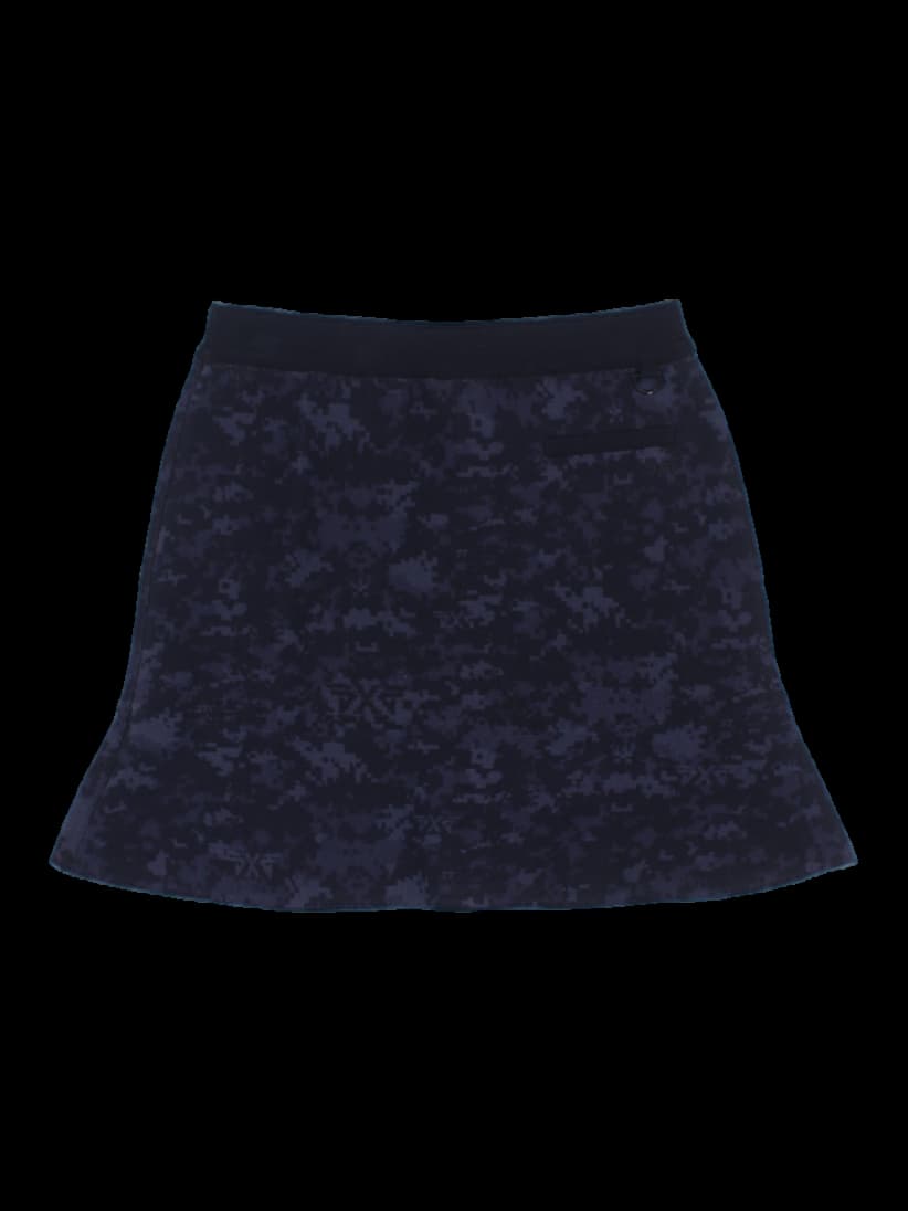 블랙 카모 플레어 스커트