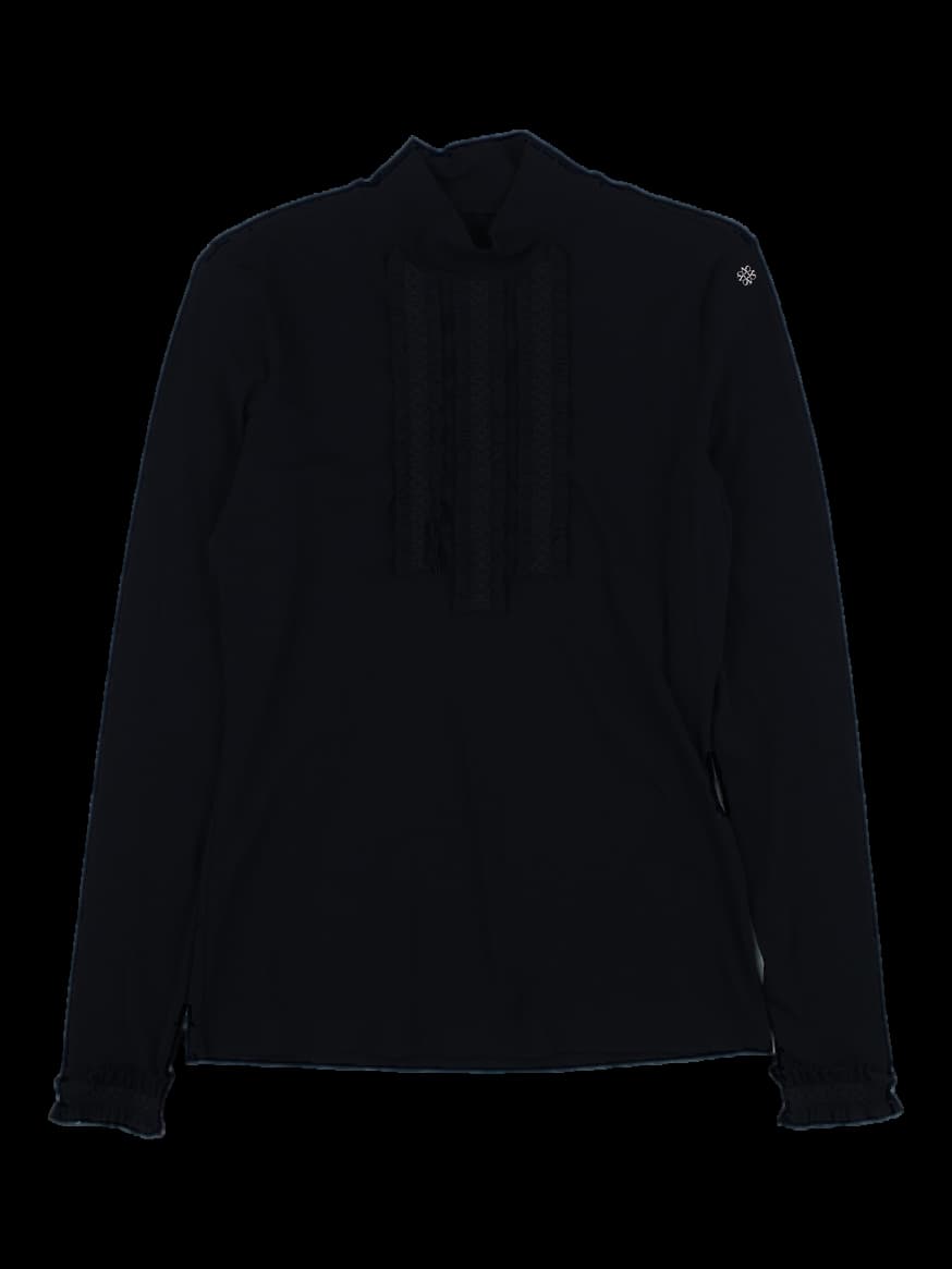 블랙 프릴 포인트 반하이넥 긴팔티