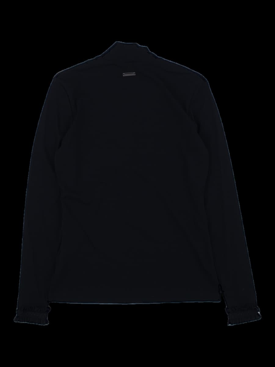 블랙 프릴 포인트 반하이넥 긴팔티