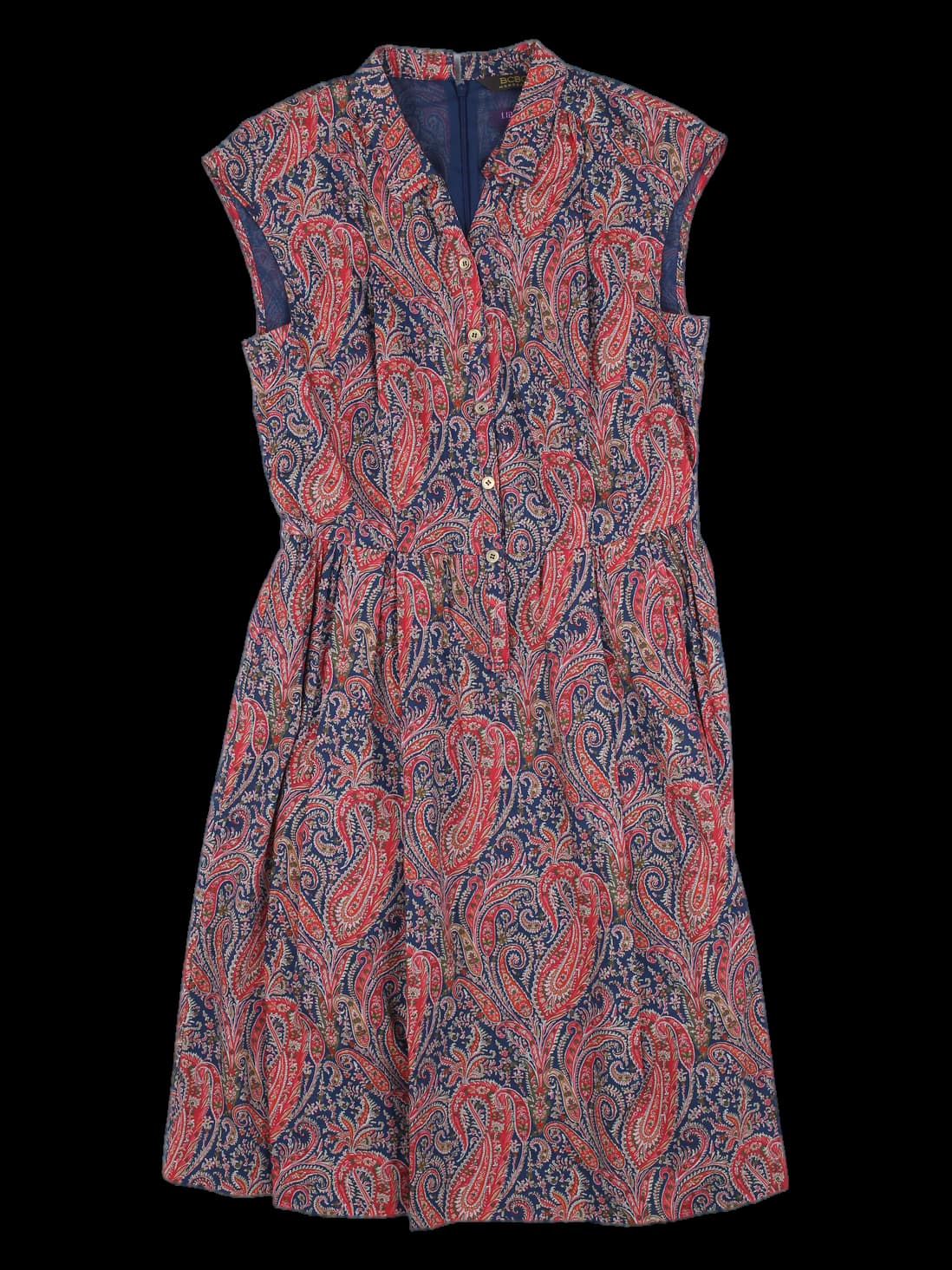 네이비 페이즐리 민소매 원피스