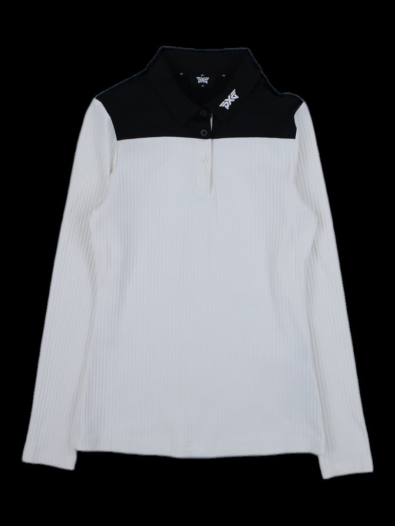 블랙 배색 롱슬리브 카라 니트