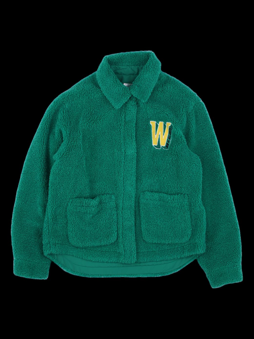 그린 부클 플리스 와펜 자켓