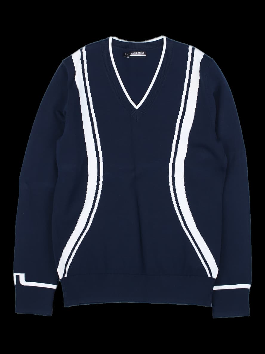 제이린드버그 네이비 배색 V넥 니트