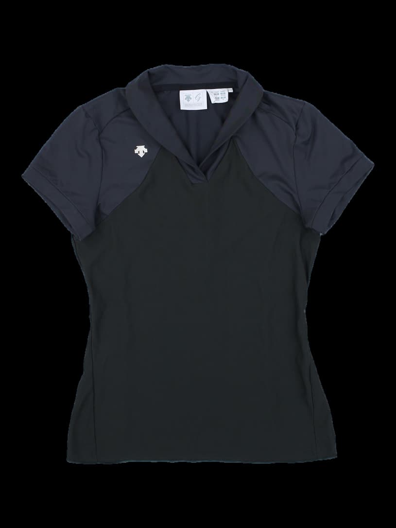 블랙 여성 반팔 카라티셔츠