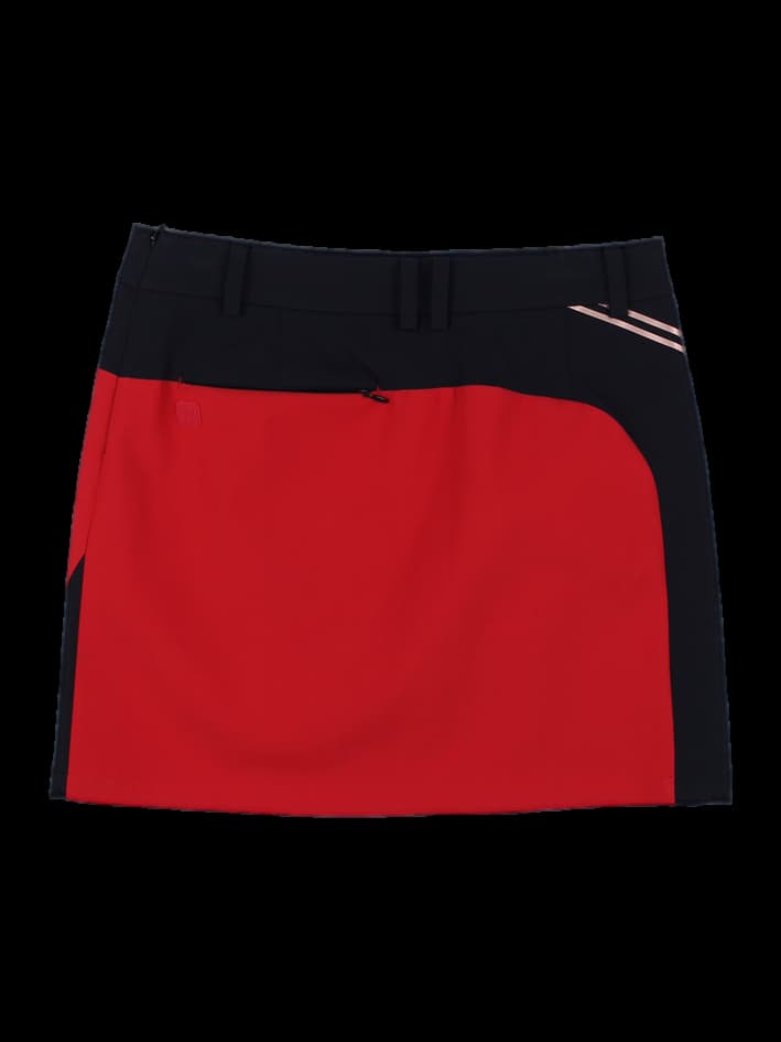 블랙/레드 배색 미니 스커트