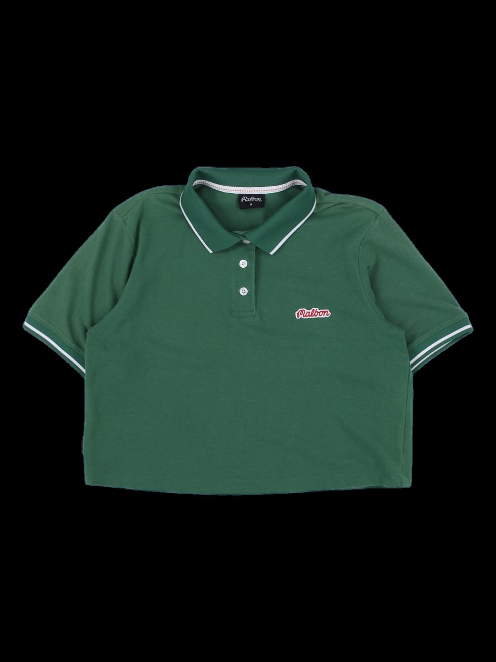 그린 크롭 카라 반팔티