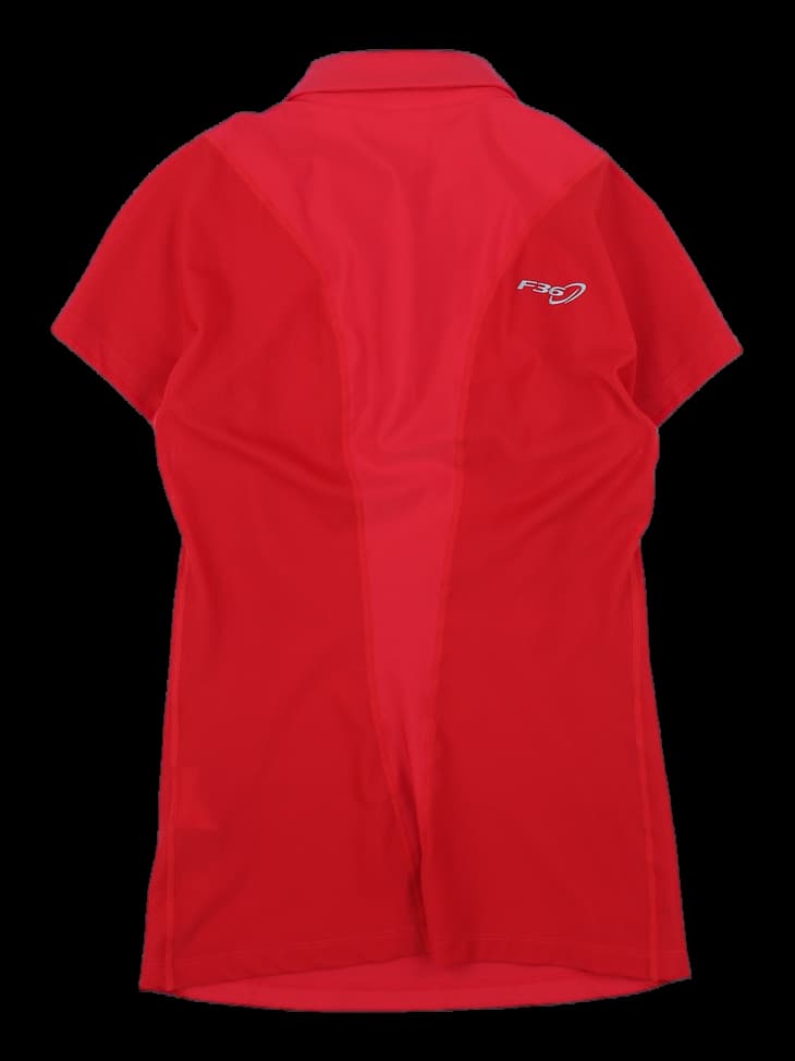 여성 레드 반팔 카라티셔츠