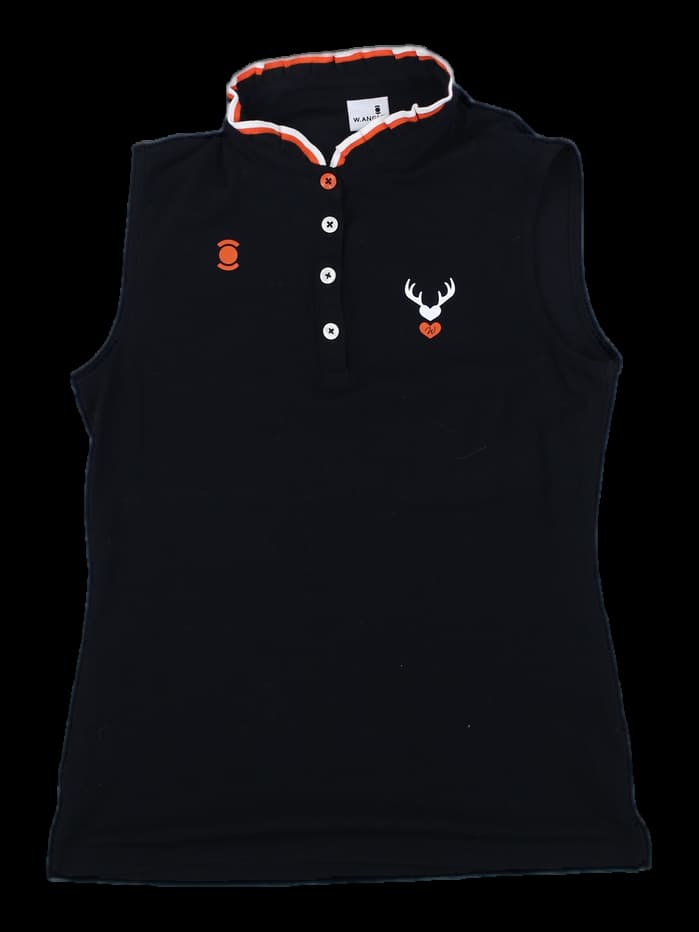 블랙 민소매 반하이넥 티셔츠