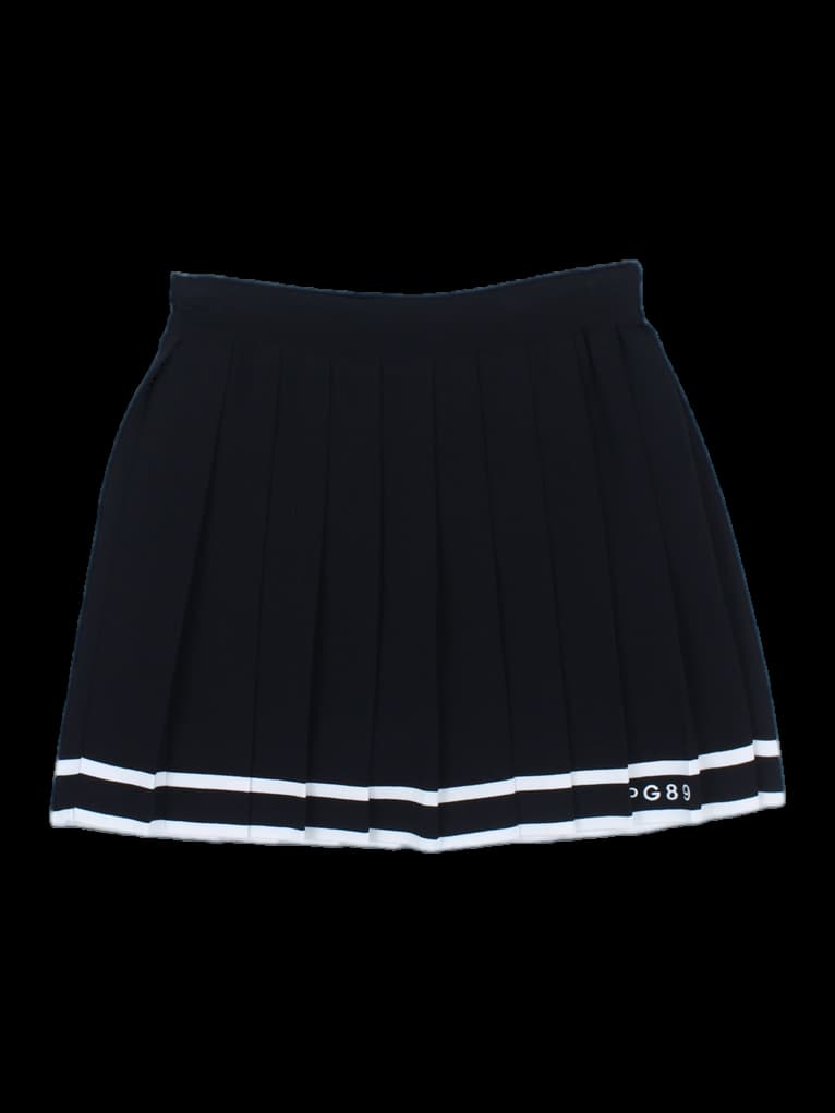 블랙 배색 플리츠 스커트