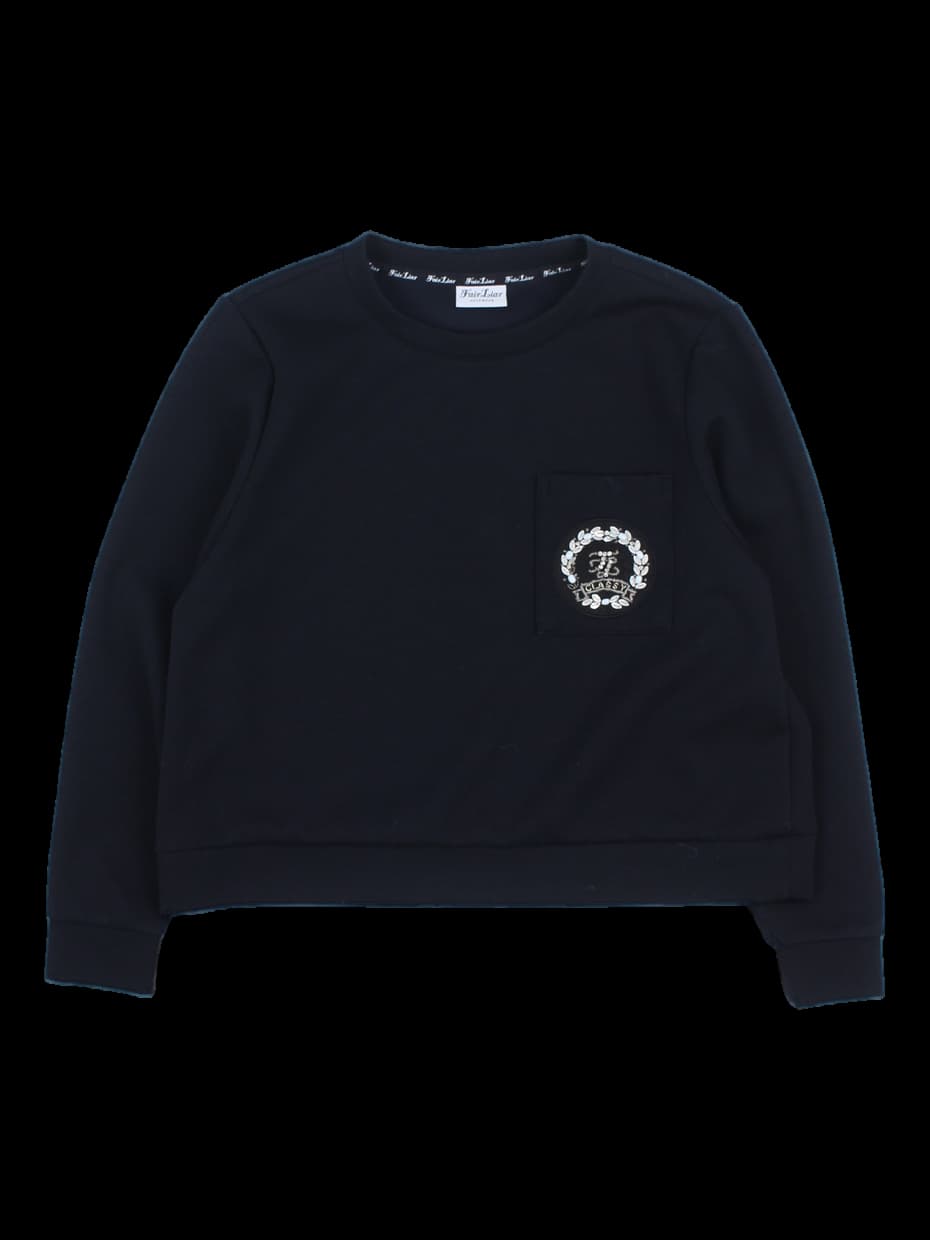 블랙 그래픽 패치 맨투맨