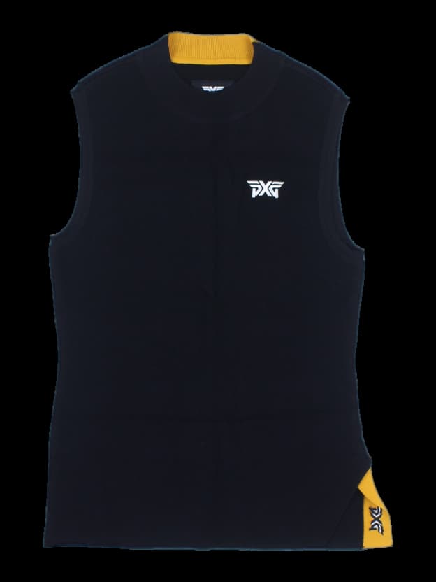 블랙 민소매 골프 니트 베스트