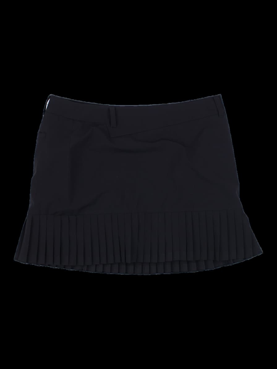 블랙 플리츠 헴 스커트