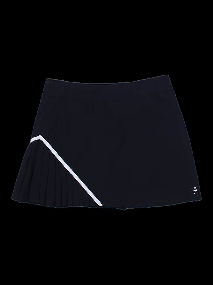 블랙 플리츠 랩 큐롯 스커트