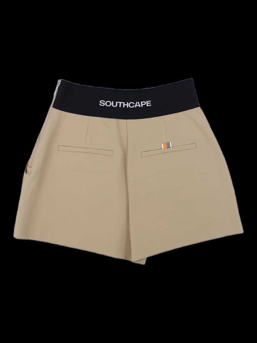 베이지 & 블랙 배색 로고 숏팬츠