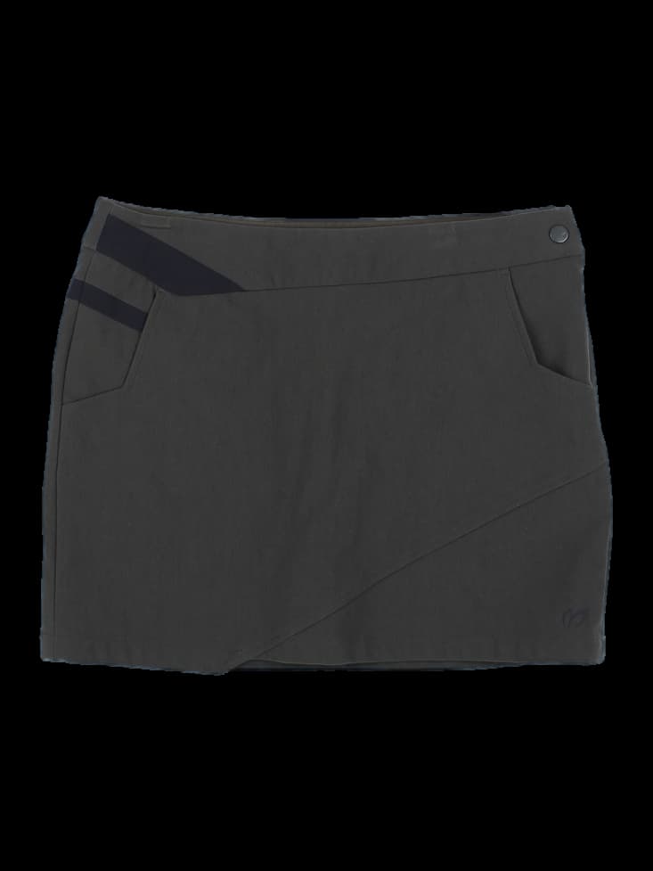 카키 비대칭 랩 스타일 큐롯 스커트