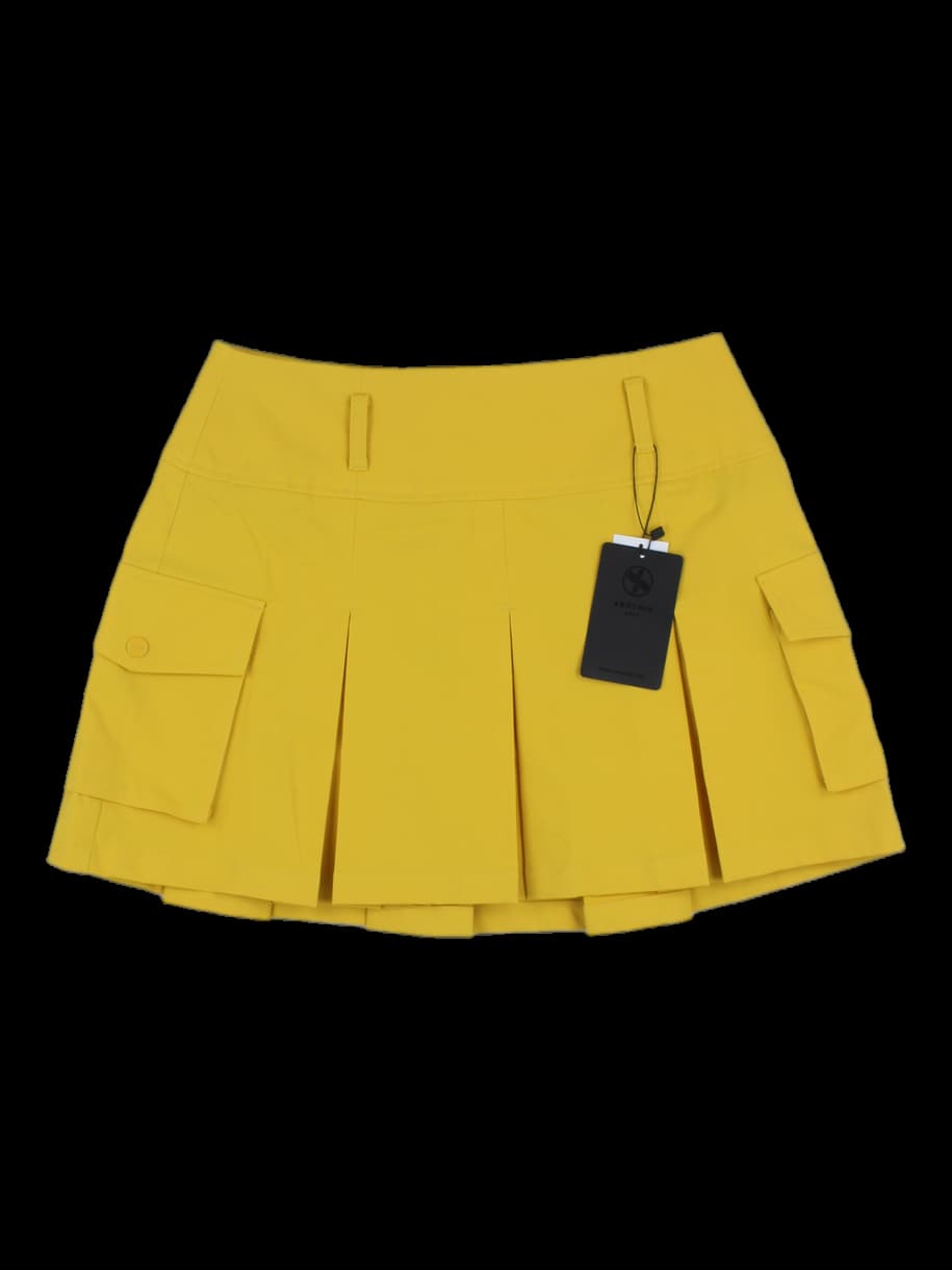 옐로우 카고 플리츠 큐로트 스커트