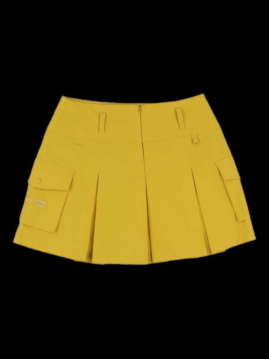 옐로우 카고 플리츠 큐로트 스커트