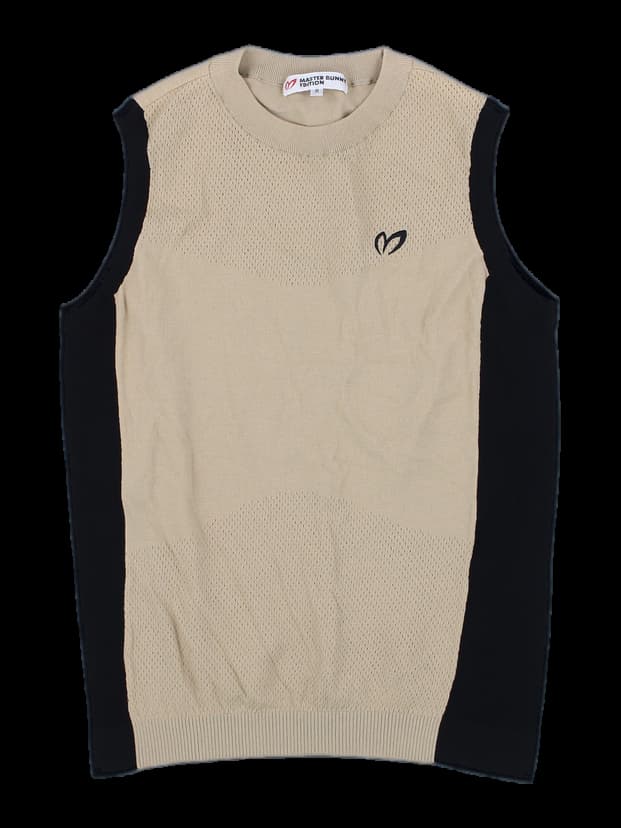 베이지/블랙 니트 베스트
