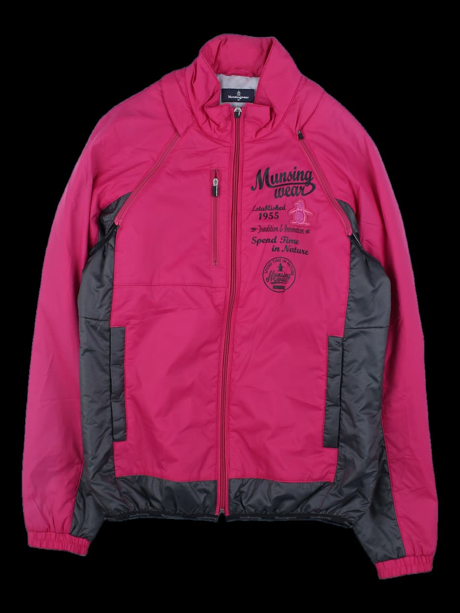 먼싱웨어 핑크 배색 바람막이 자켓
