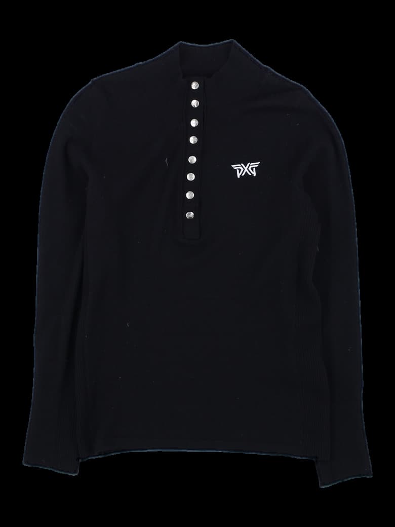 블랙 반하이넥 골프 니트