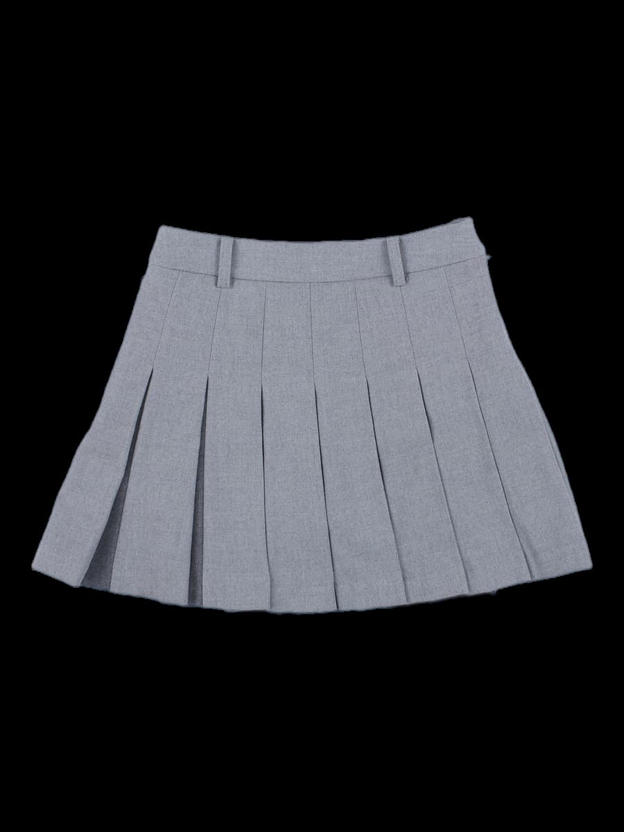 그레이 플리츠 미니 스커트