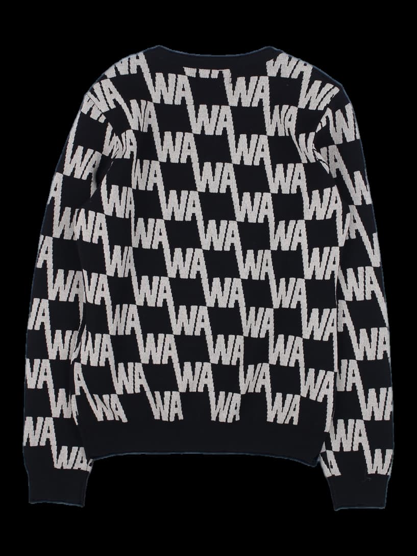 블랙 앤 베이지 WA 로고 패턴 니트