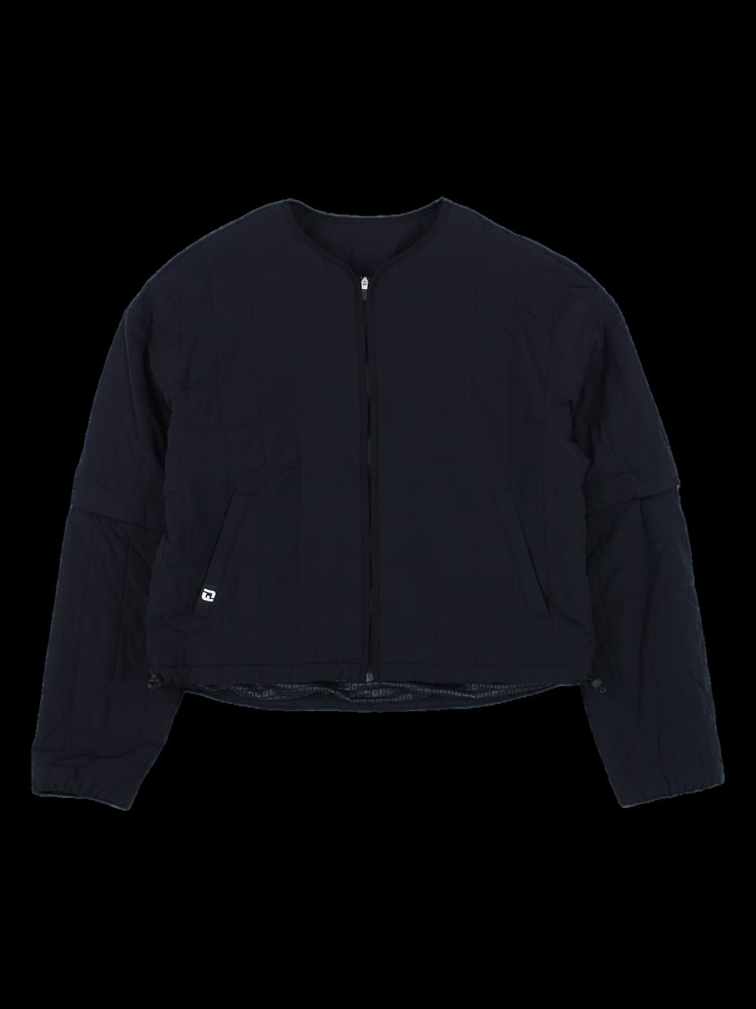 블랙 퀼팅 노칼라 패딩 자켓