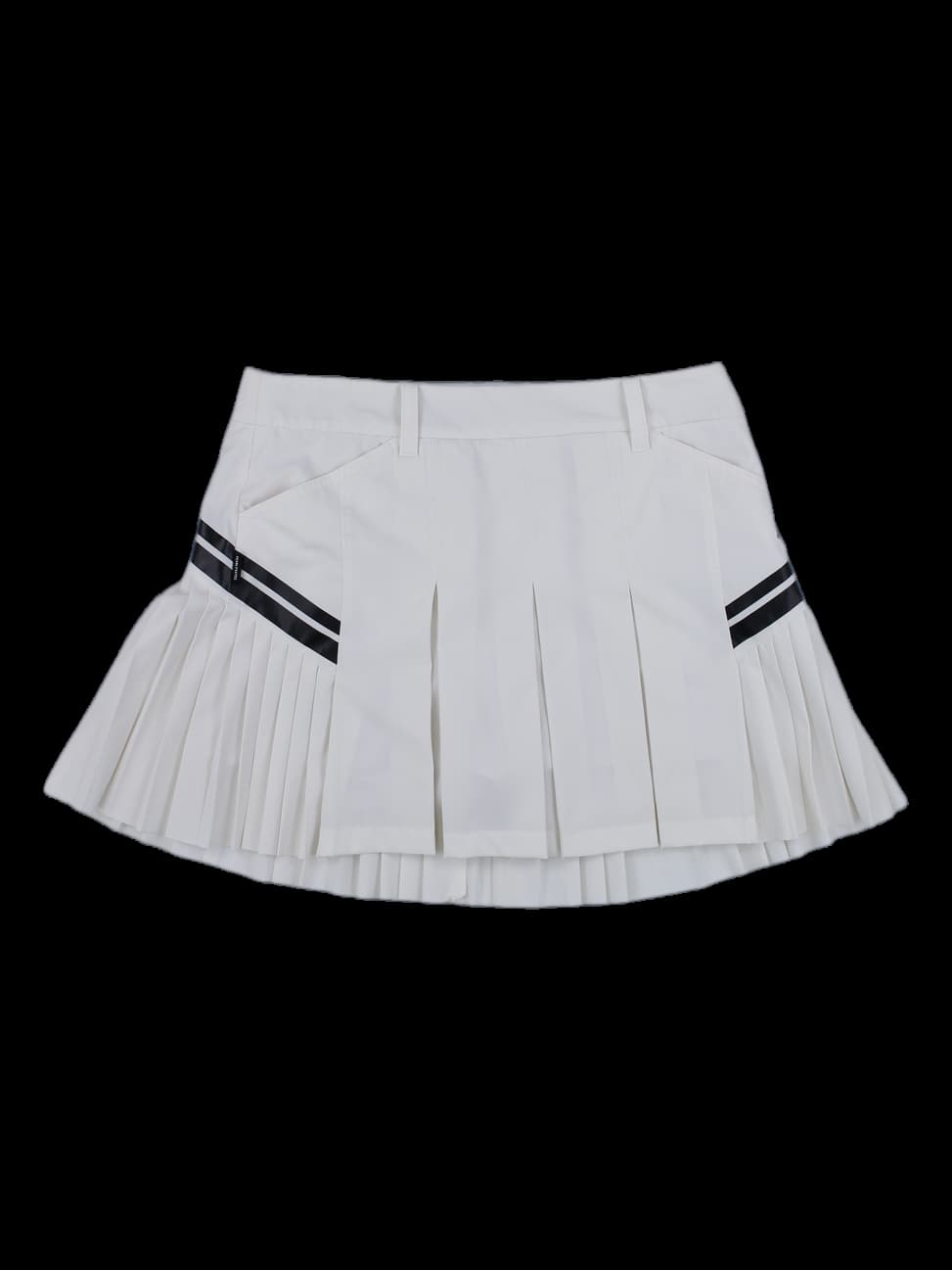파리게이츠 화이트 배색 플리츠 스커트